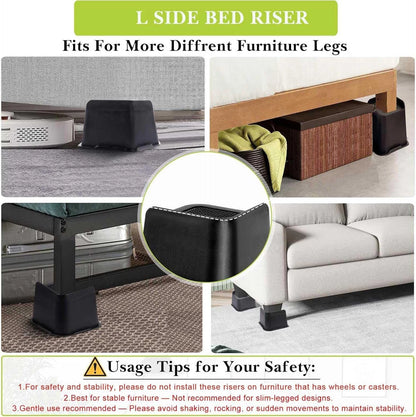 Bed Risers Set of 4 for Universal Use (2 inch, 3 inch, 4 inch, 6 inch, 8 inch)