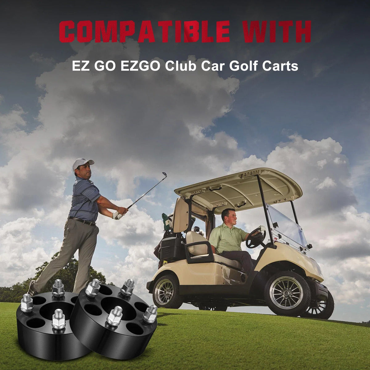 2" 4x101.6 Wheel Spacers for Golf Carts Club Car EZ GO (1/2"x20) (62mm) (4-5)