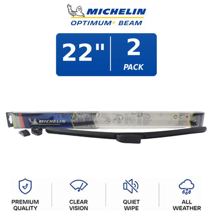 Set of 2 Michelin Optimum+ Beam Wiper Blades 22" for All Vehicles