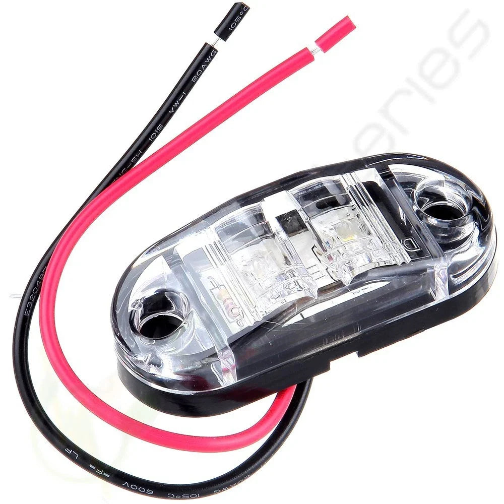 Set of 10 Oval Side Marker Clearance Light Clear Lens White LED for Kenworth (12V)