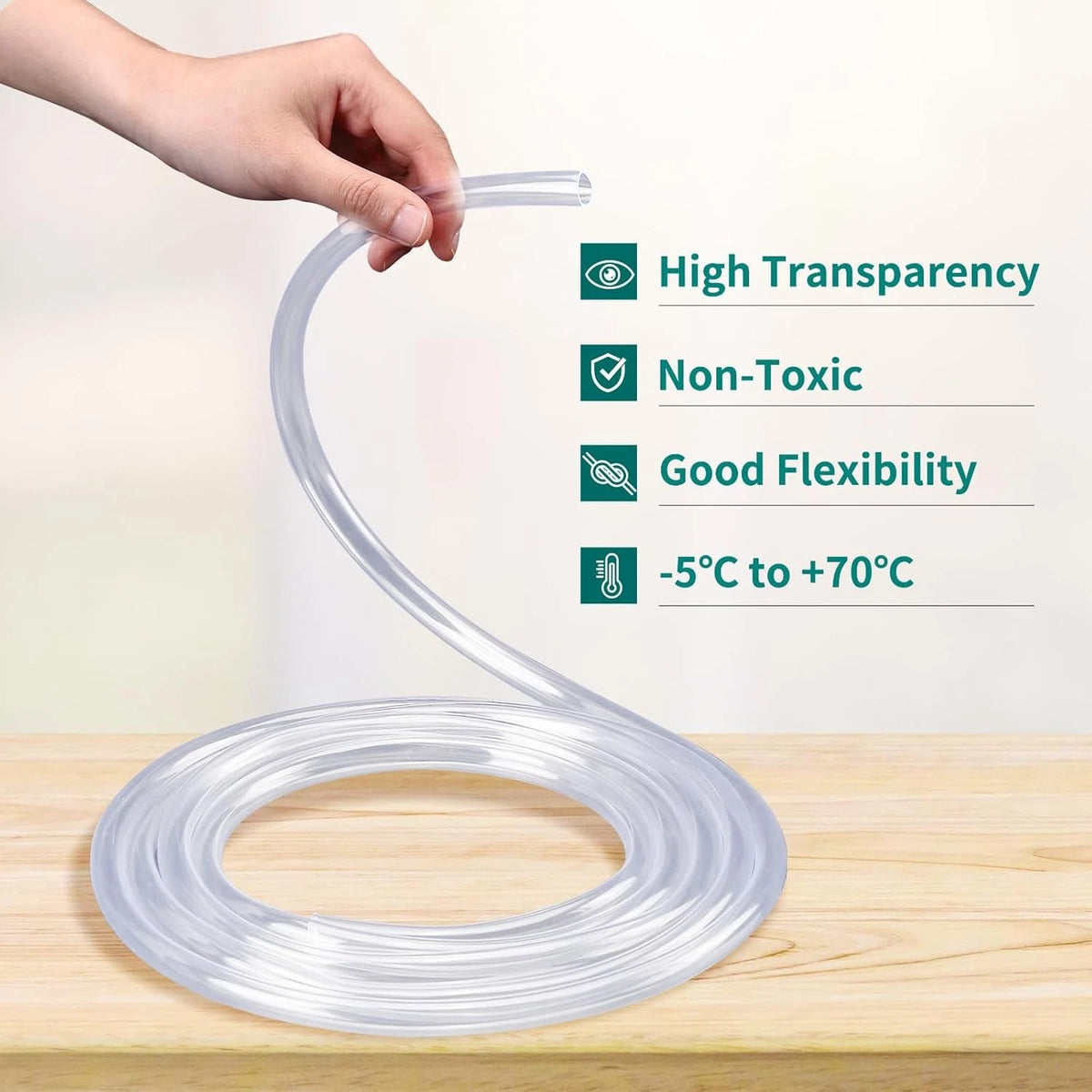 3/8" ID x 1/2" OD Clear Vinyl Tubing for Automotive Applications (10 Feet)