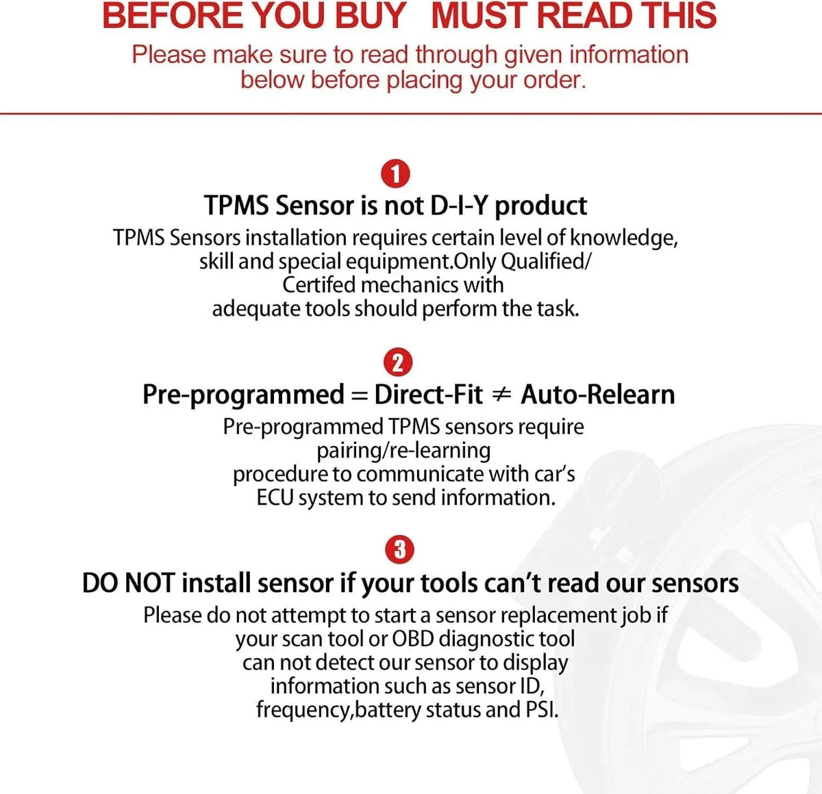 Tire Pressure Sensor TPMS for Volkswagen Touareg 5.0L (2007–2008)