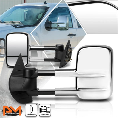 Set of 2 Manual Telescoping Towing Mirrors for Avalanche/Tahoe/Escalade (2007–2013) Chrome