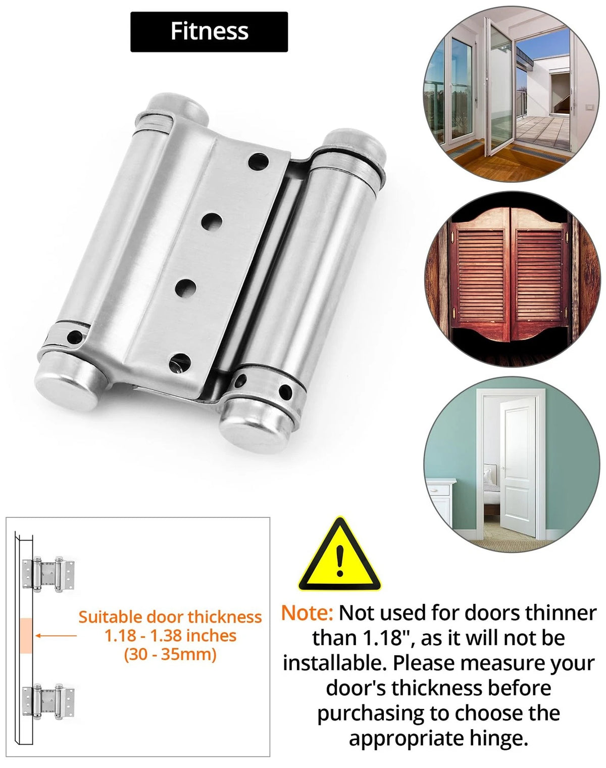 Set of 4 Heavy Duty 3" Cafe Saloon Bars Door Swing Hinges