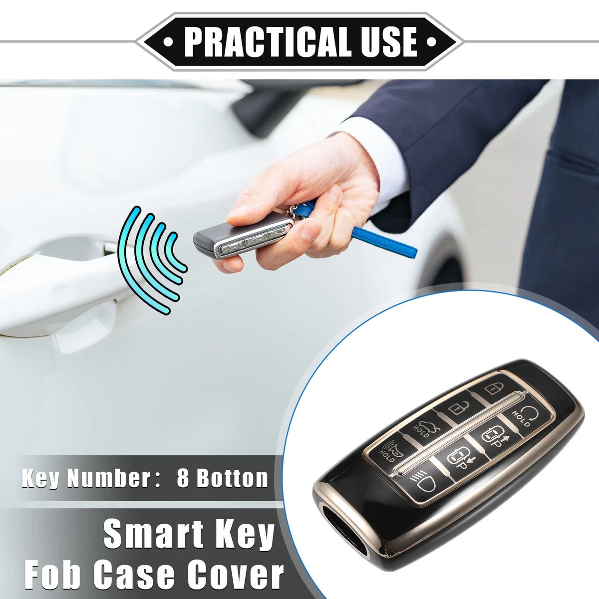 8 Buttons Key Fob Cover for Hyundai (Keyless Smart Fob)