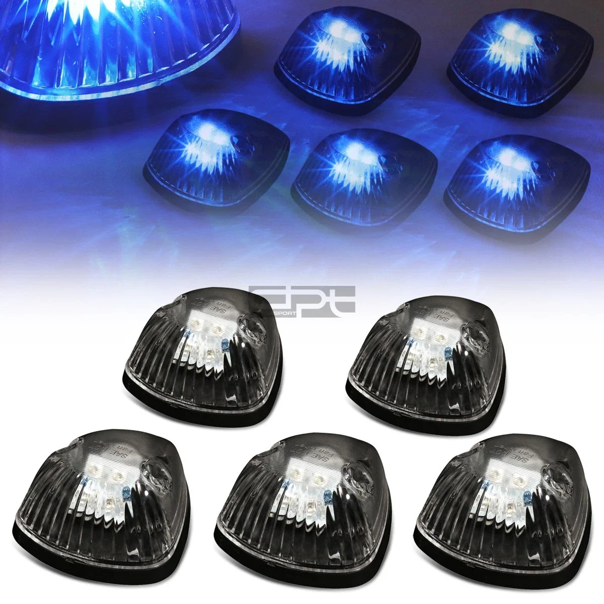 5Pcs Black Housing Blue LED Cab Roof Running Light for Dodge Ram (1994–1998)