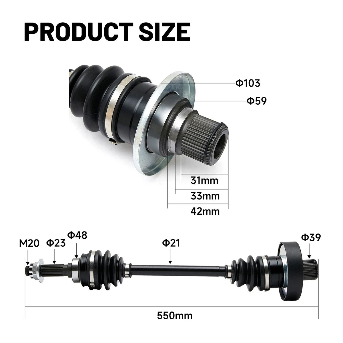 2X Rear CV Joint Axles Assembly for Suzuki King Quad 500 LTA500 4x4 (2017–2020)