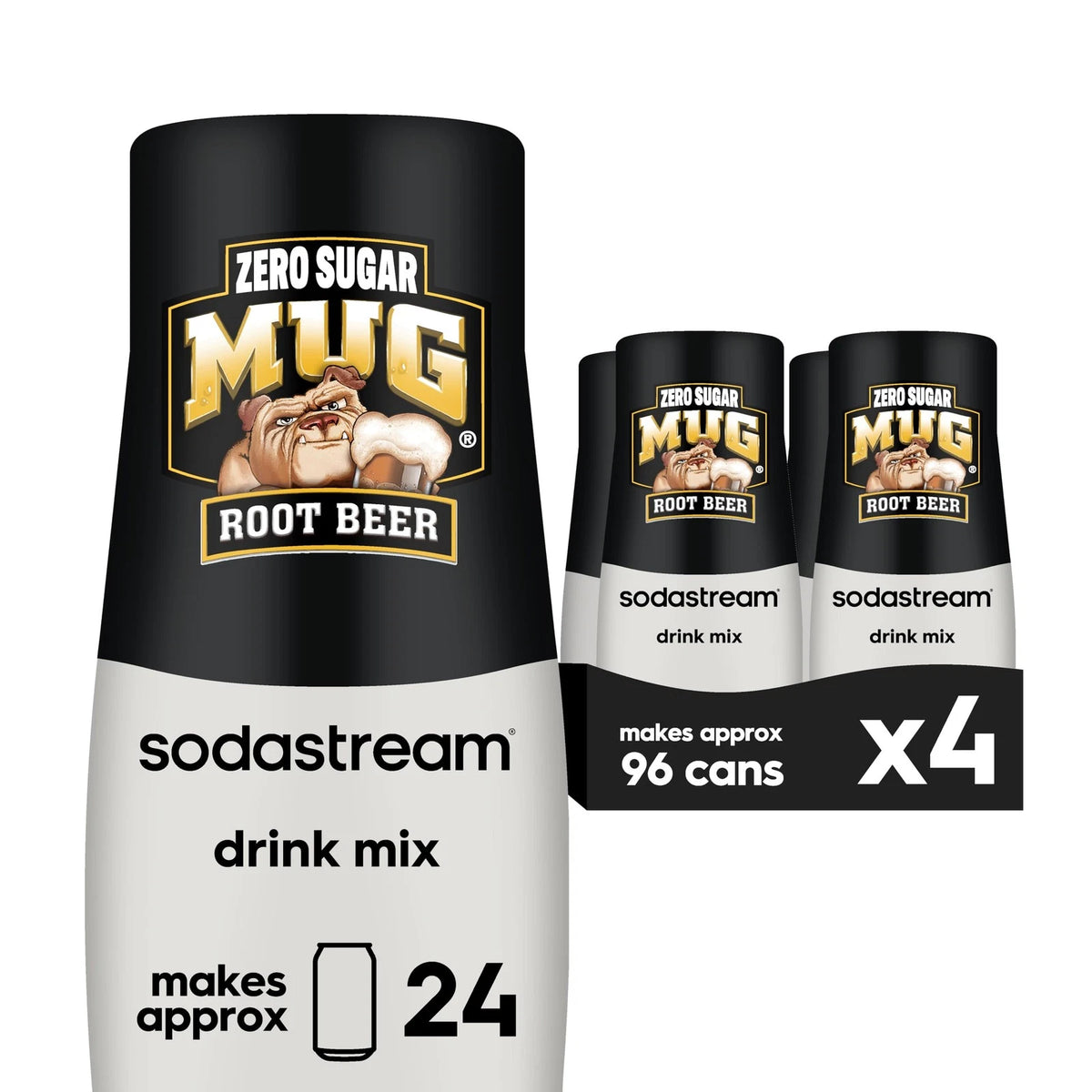 Set of 4 SodaStream Root Beer Zero Sugar Drink Mix (440ml)