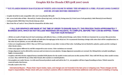 Graphic Stickers +#PLT/RIM Decals for Honda CRF150R (2007–2016)