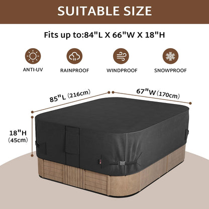 Outdoor Waterproof Rectangular Hot Tub 85" x 67" (7'1" x 5'7")
