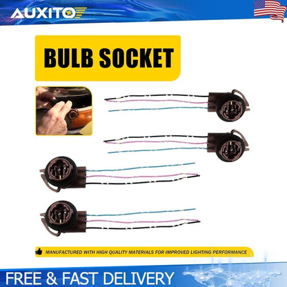 Set of 4 T25 3157 4157 Bulb Socket Wire Harness Plug Connectors for Vehicle Lighting