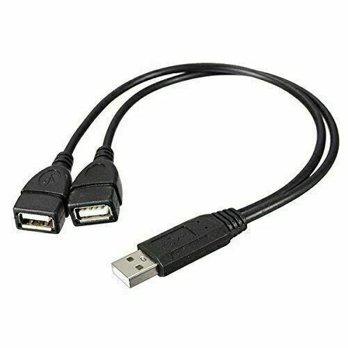 USB 2.0 Male to 2X Female Splitter Hub Adapter for Universal Use