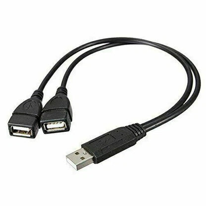 USB 2.0 Male to 2X Female Splitter Hub Adapter for Universal Use