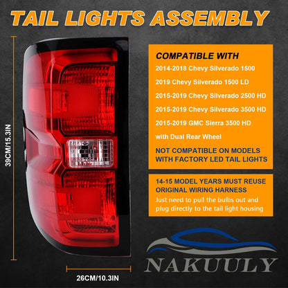 Right Tail Light Assembly for Chevy Silverado GMC Sierra (2016–2019)