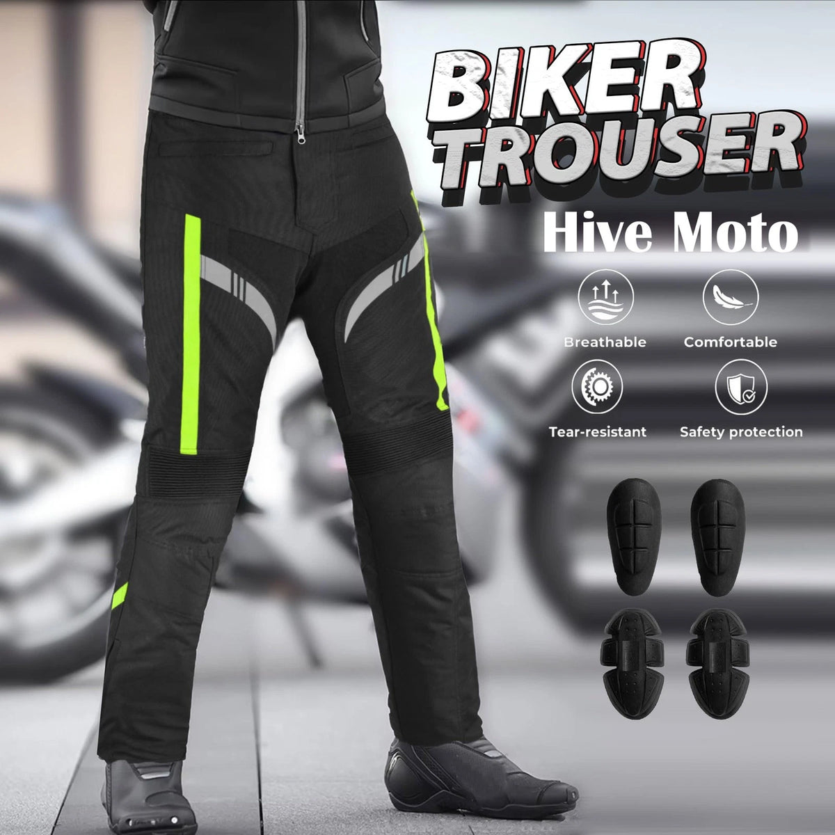 Waterproof Armored Motorcycle Pants with Removable Protectors