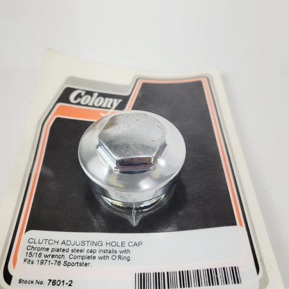 Colony 7601-2 Chrome Clutch Adjusting Hole Cap for Harley Sportster (1971–1976)