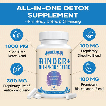 2X Detox Binder Supplement 1500 MG - 90 Count Pack for Optimal Health