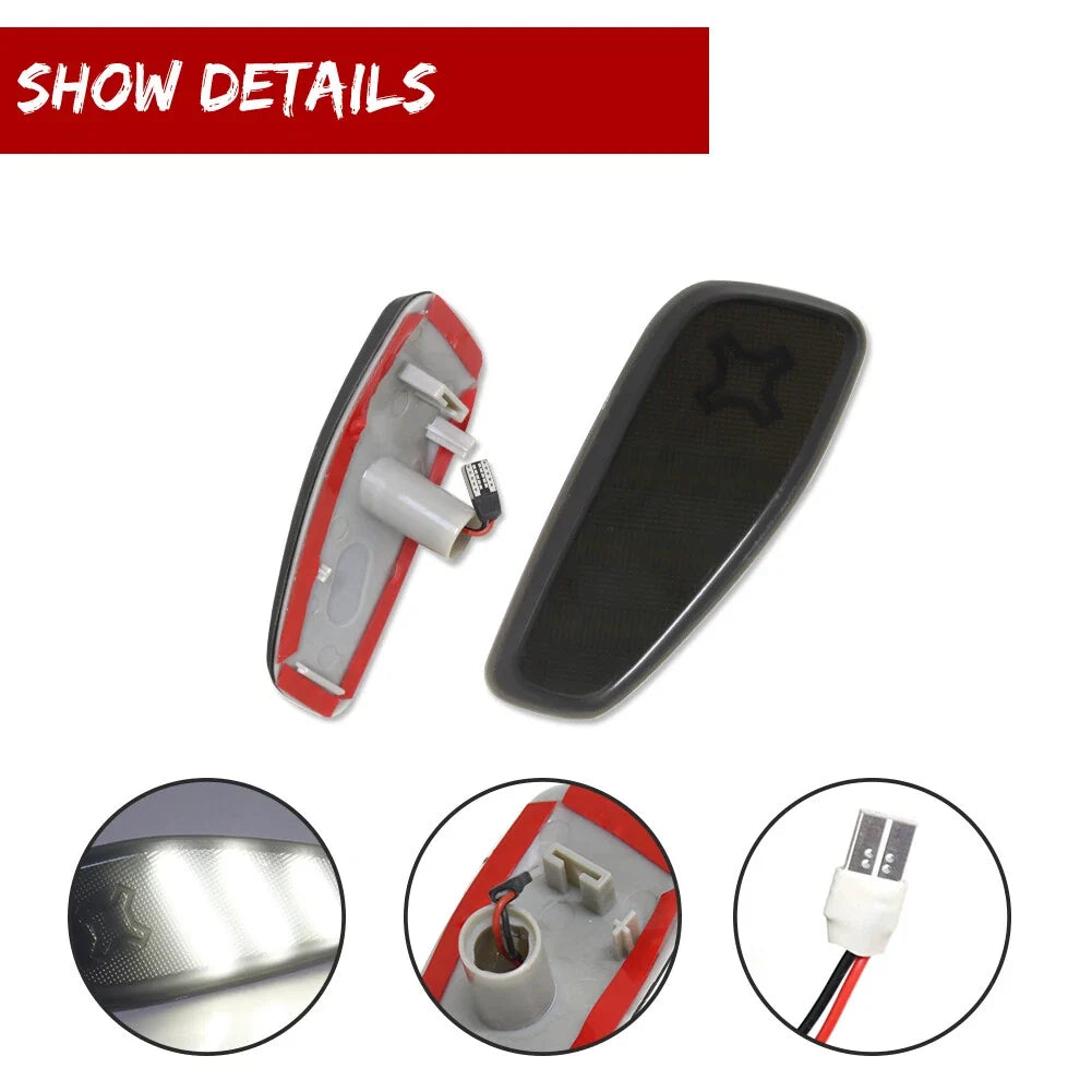 Set of 2 Smoked White LED Side Marker Lights for Jeep Renegade (2015–2023)