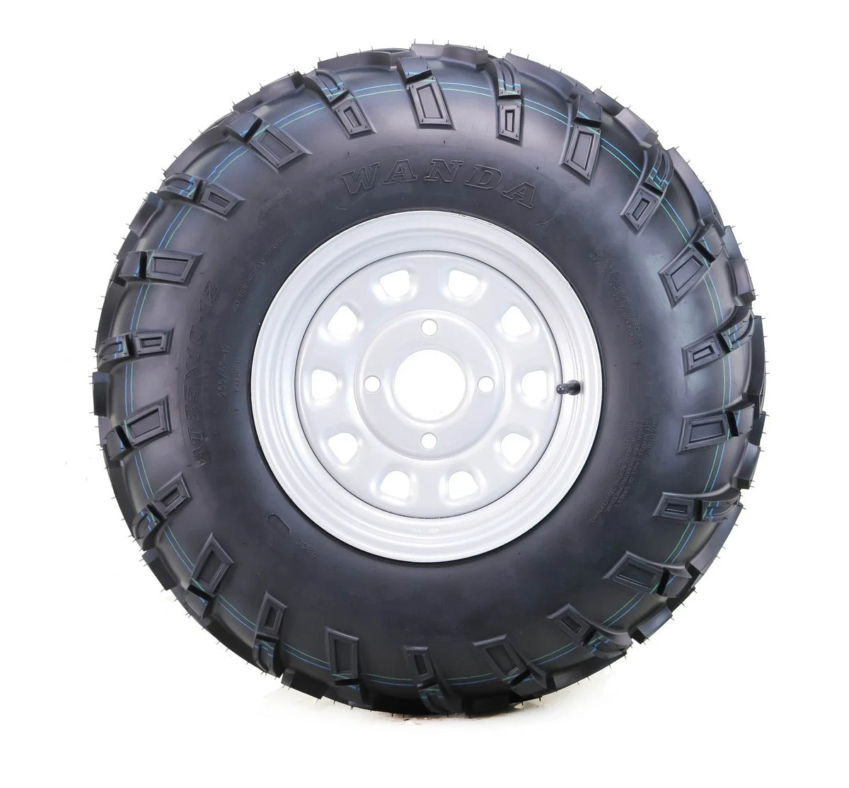 Set of 2 WANDA ATV Tires & Wheels 24X10-12 4-110 PCD 5+2 Silver