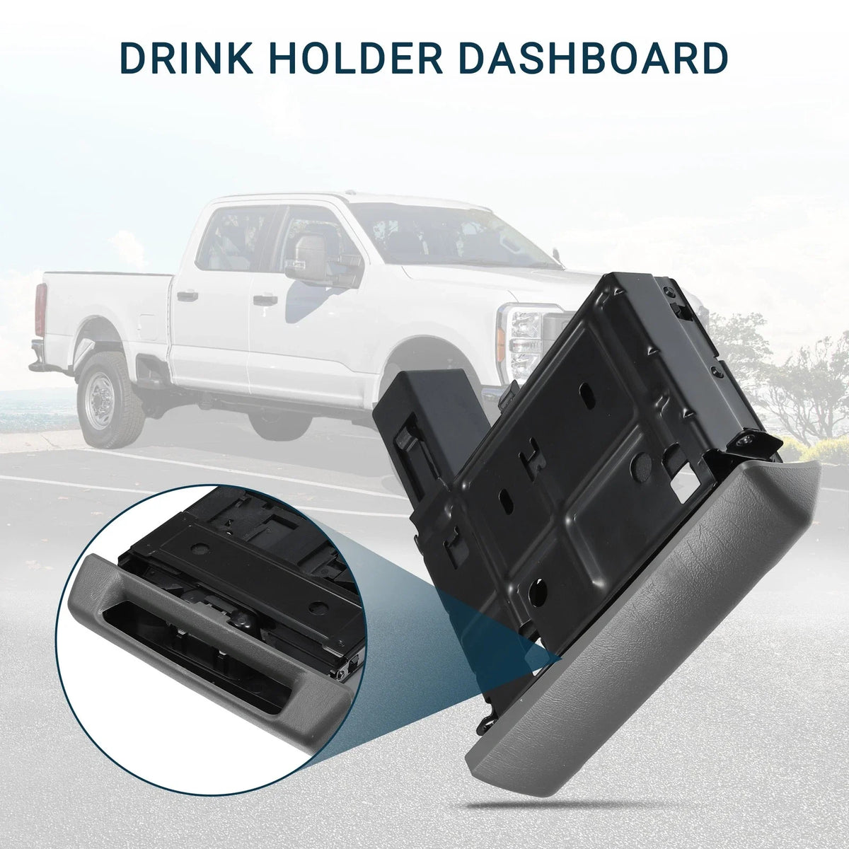 Cup Holder for Ford F-250 Super Duty (2005–2007) Gray Black 1 Pc
