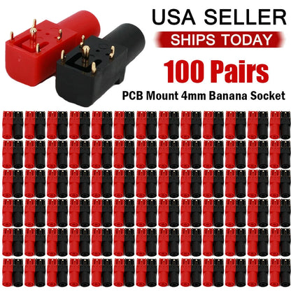100Pairs Gold-Plated 4mm Right Angle PCB Banana Socket