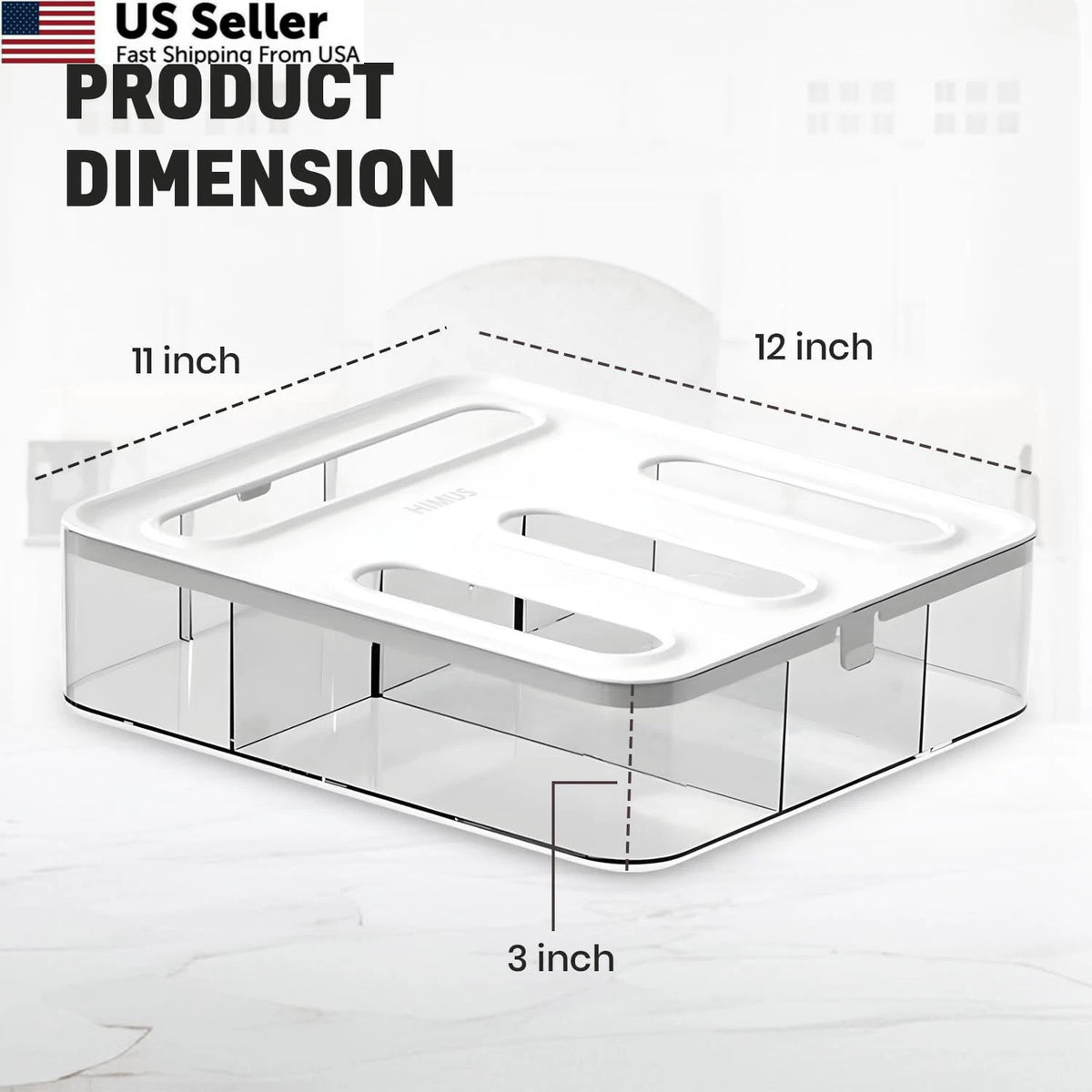 4X Food Storage Bag Organizer for Standard Size Bags (Plastic, White/Clear)