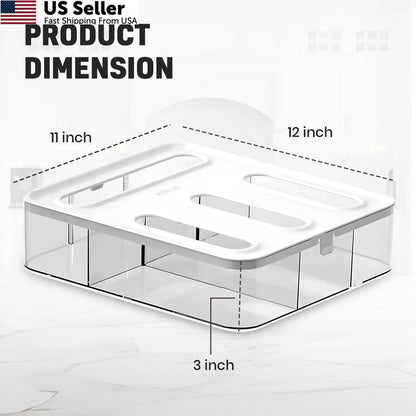 4X Food Storage Bag Organizer for Standard Size Bags (Plastic, White/Clear)