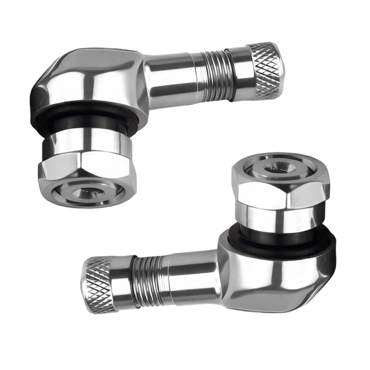 2X Motorcycle Tire Valve Stems for Qurbuns (CNC Aluminum Alloy, Silver)