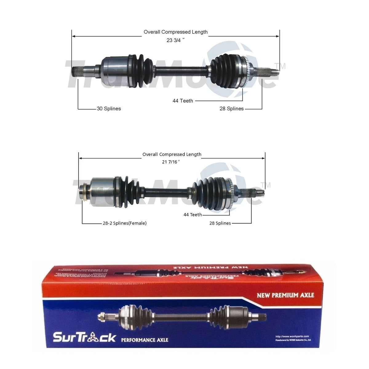 Set of 2 Front CV Axle Shafts for Mazda MPV (2002–2006)