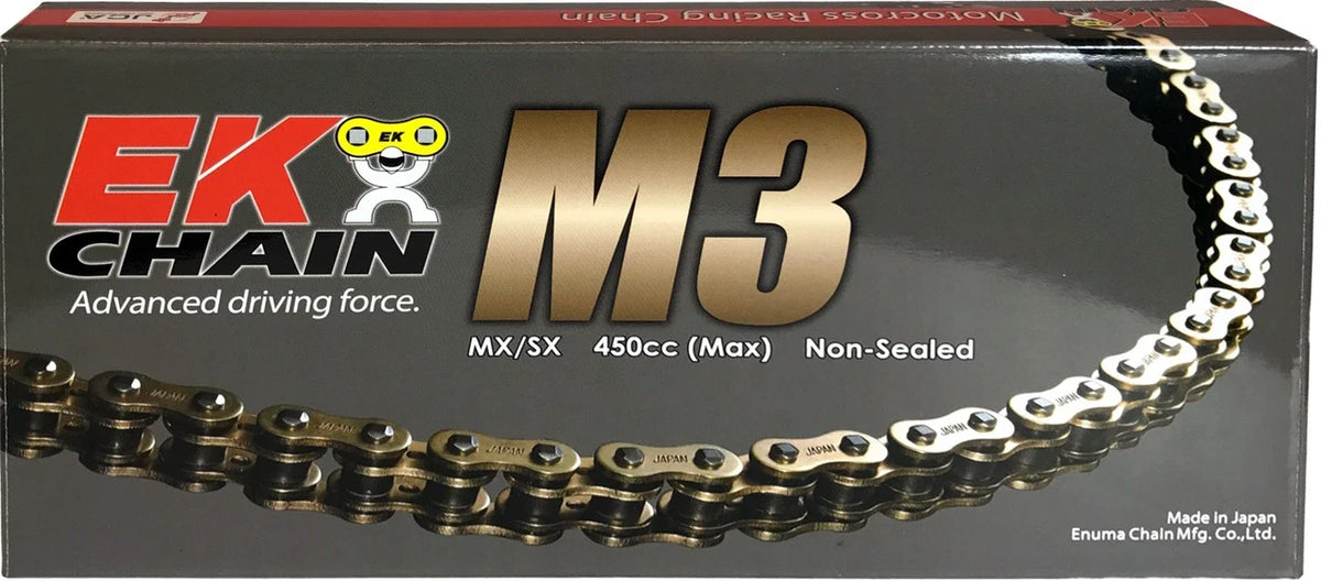 EK Chain M3 Non Sealed 520 120 Links Gold for Motocross & Supercross (2010–2023)