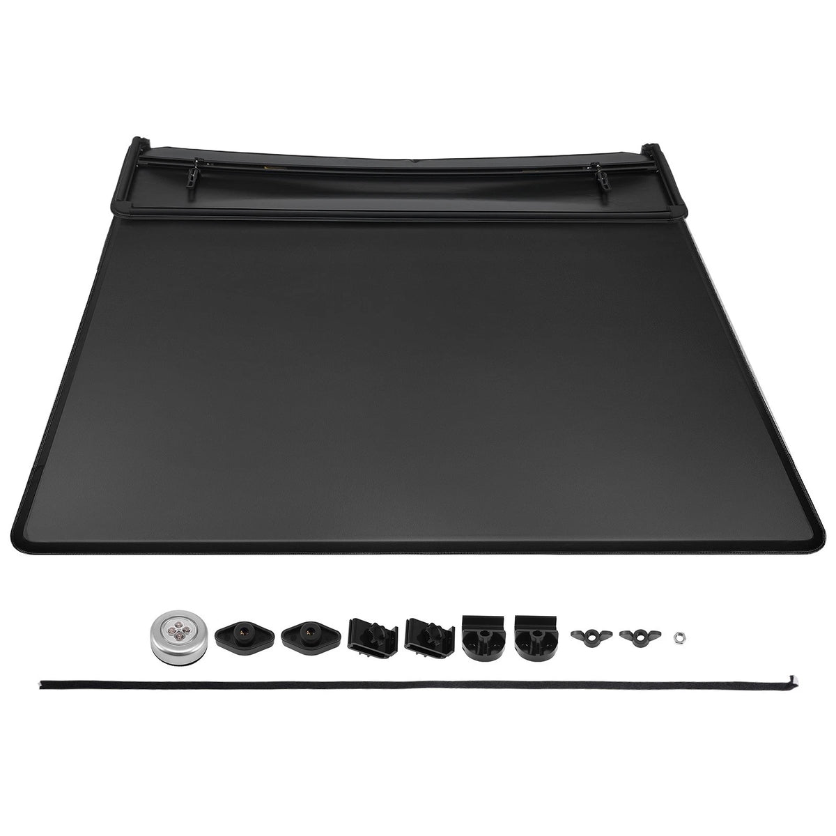 6.5ft Soft Quad-Fold Tonneau Cover for GMC Sierra 1500 Silverado 1500 (2007–2013) Tg539k, With LED Lamp