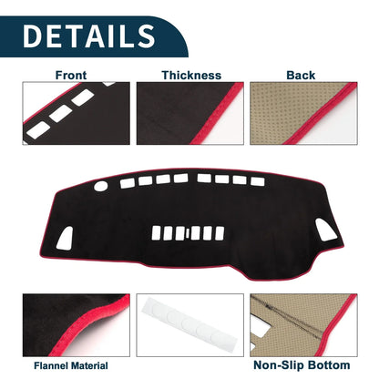 Dashboard Cover Mat for Nissan Tiida C11 (2004–2014) Black Red Set of 1