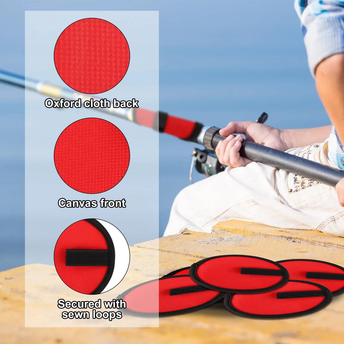 Set of 6 Lure Wraps for Fishing Covers 5.9 Inch Red