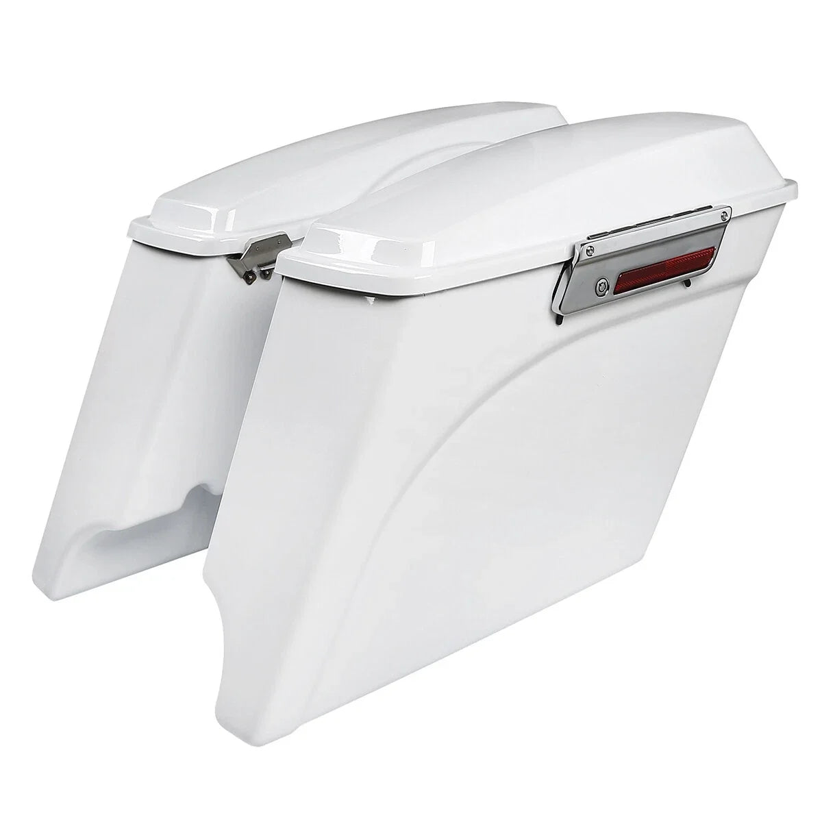 5" White Stretched Extended Hard Saddlebags for Harley Softail Fatboy (1984–2017)