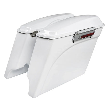 5" White Stretched Extended Hard Saddlebags for Harley Softail Fatboy (1984–2017)