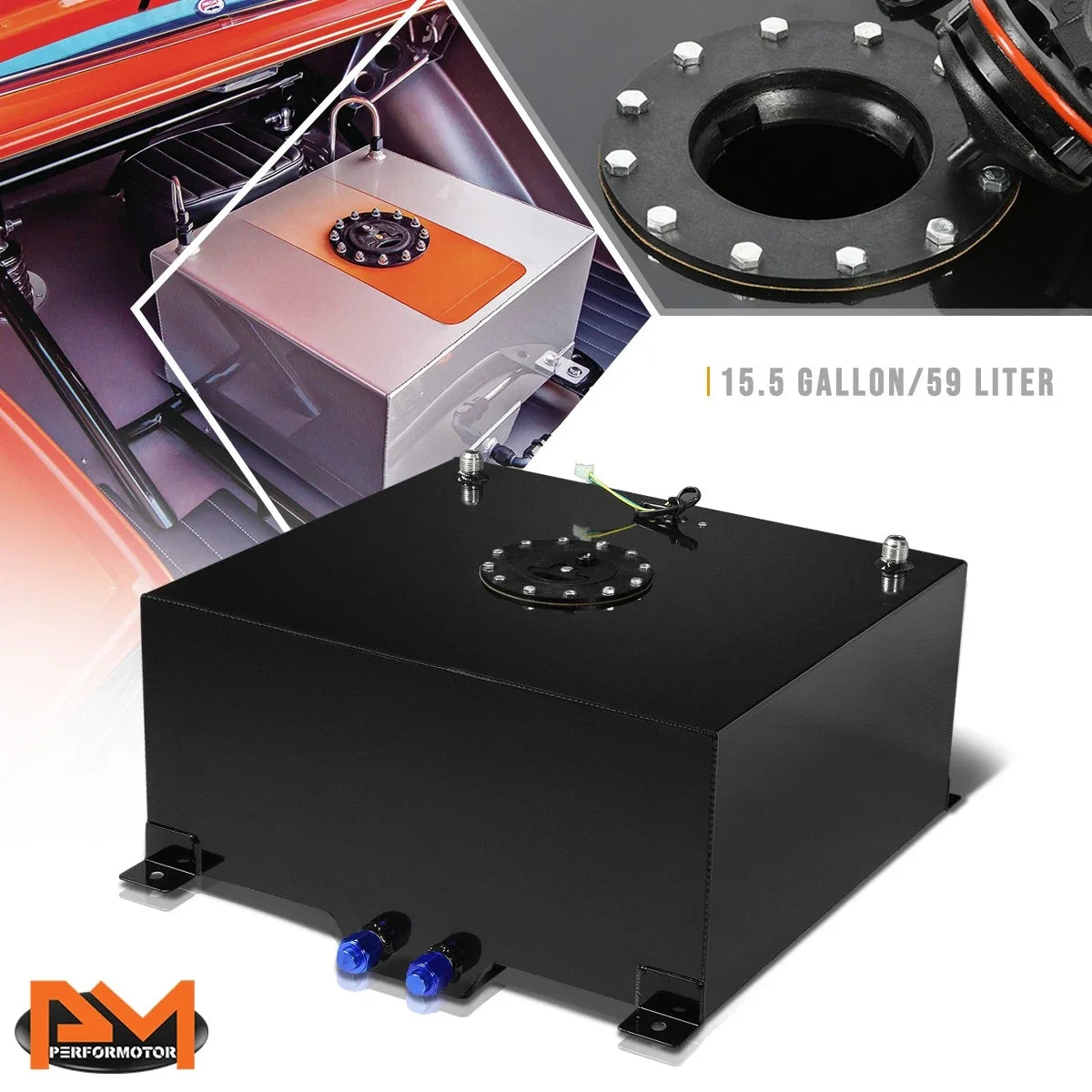 15.5 Gallon Aluminum Fuel Cell/Gas Tank with Level Sender for Universal Fit (2000–2023)