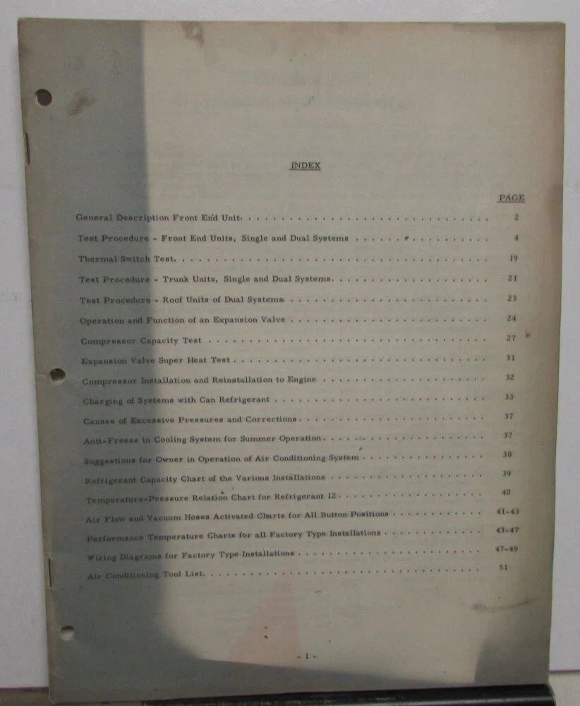 Air Conditioning Servicing Instructions Manual for Chrysler (1959)
