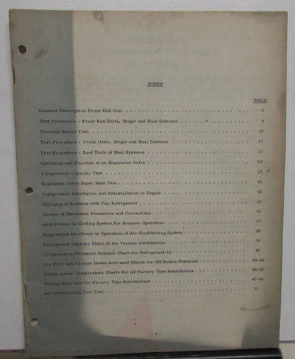 Air Conditioning Servicing Instructions Manual for Chrysler (1959)