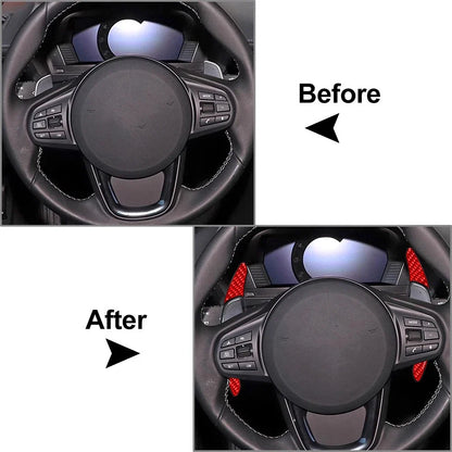 Steering Wheel Shift Paddle Extensions for BMW 1 2 3 4 5 6 7 Series (Carbon Red)