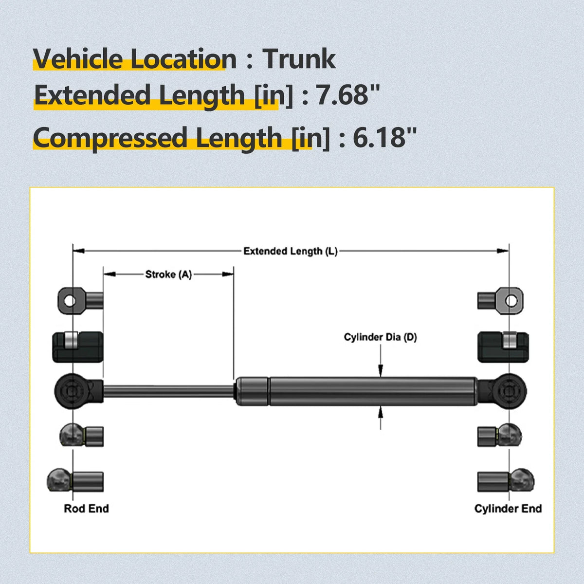 2X Rear Trunk Lift Supports for Volkswagen Beetle Convertible (2003–2010)