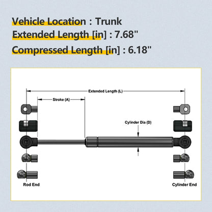 2X Rear Trunk Lift Supports for Volkswagen Beetle Convertible (2003–2010)