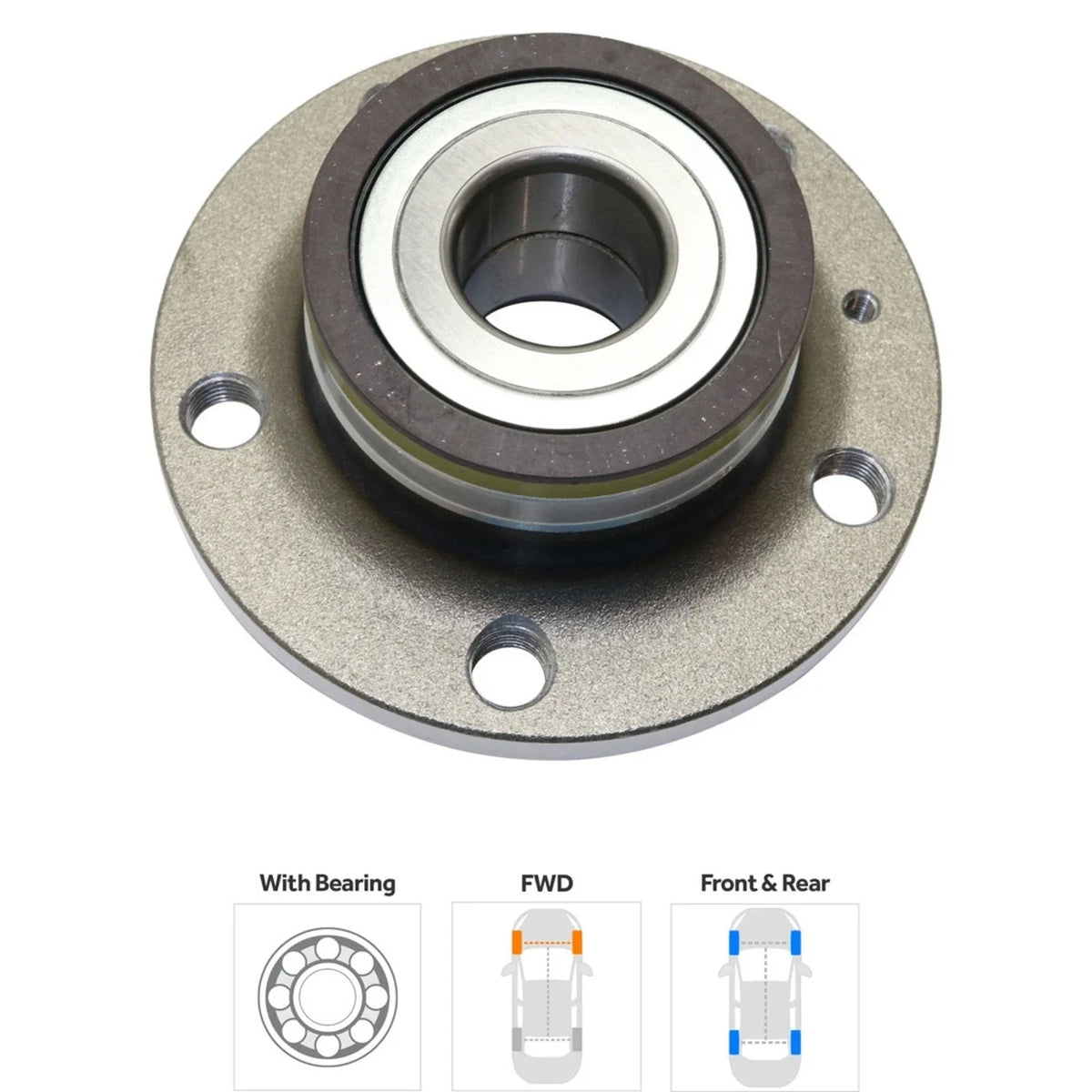 Wheel Hubs for Volkswagen Jetta (2006–2018) Front & Rear 5 Lug with Bearing