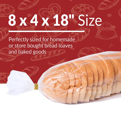 500 Pack Large Clear Bread Bags 8x4x18 Inch for Bakery Loaf
