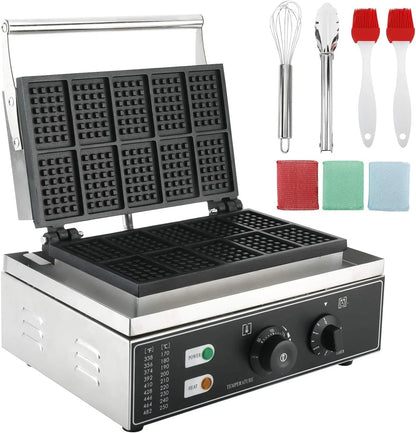 Waffle Maker 10 Grids for Commercial Use (110V 1550W)