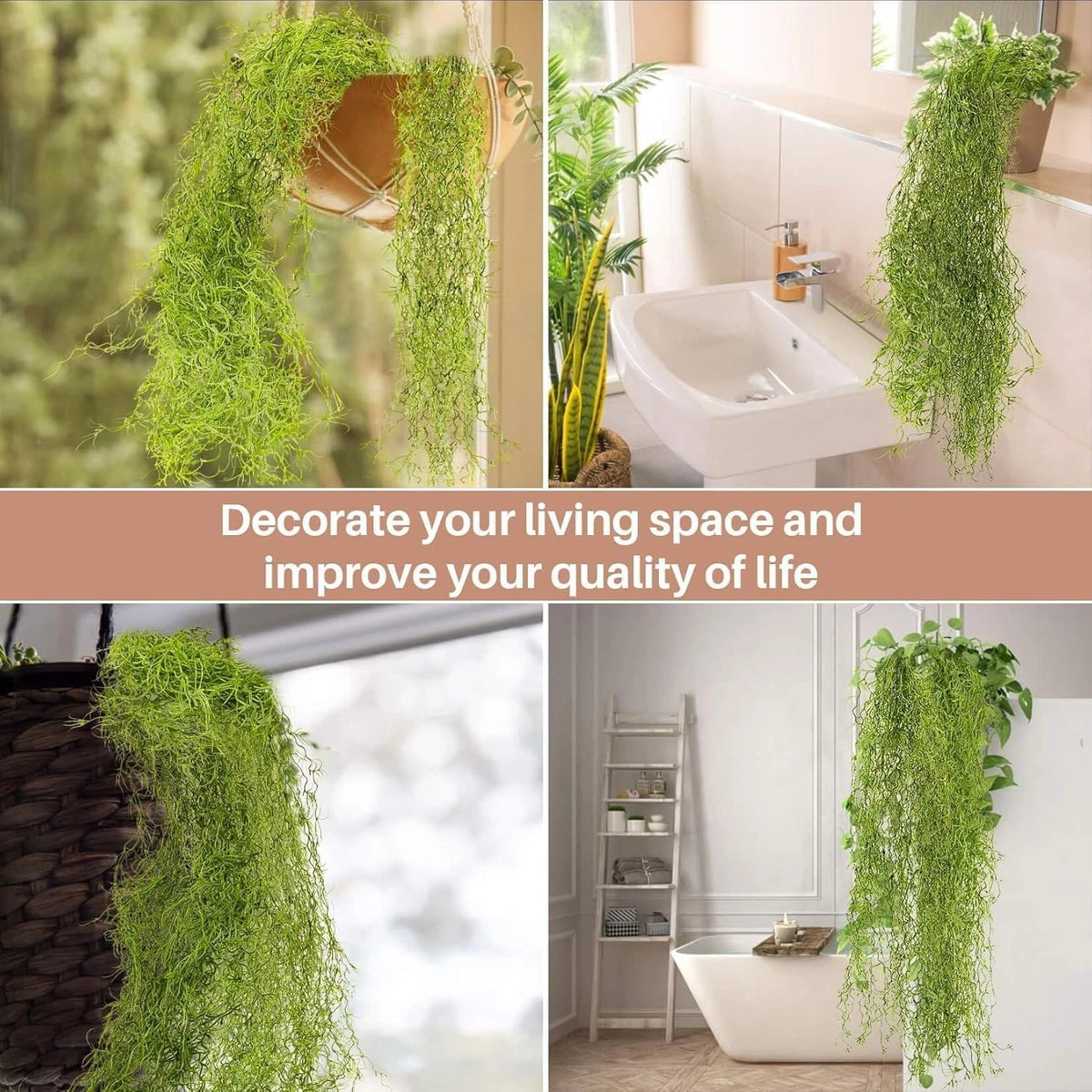 3X Faux Spanish Moss for Plants (Artificial Hanging Bulk)