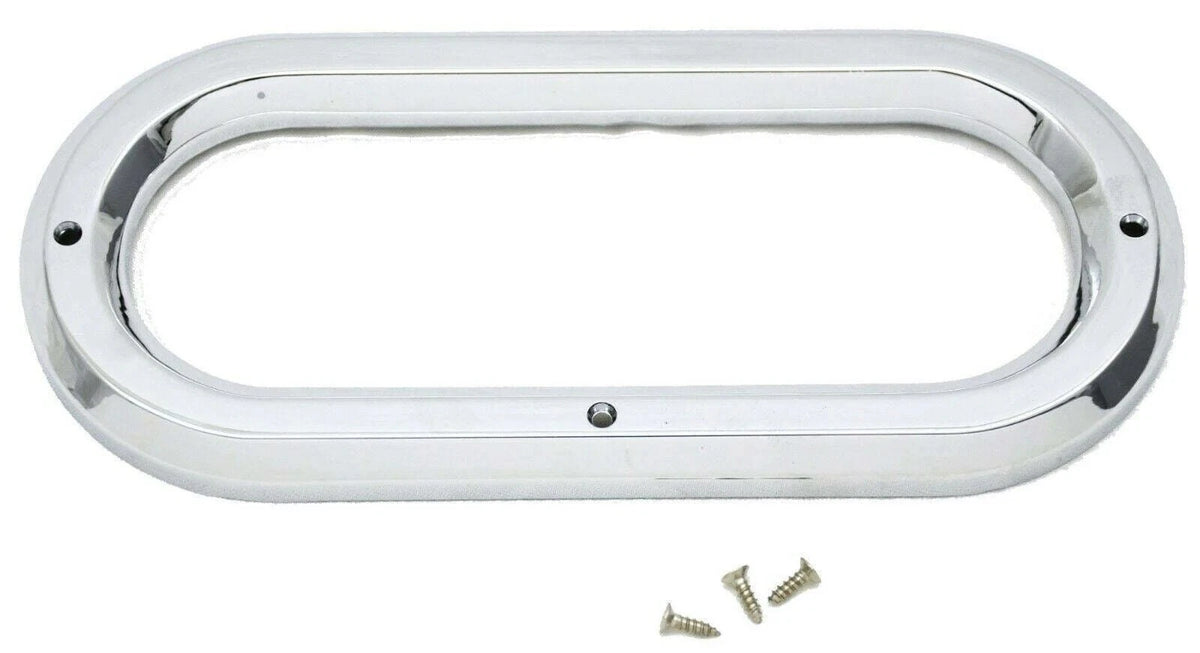 Light Bezel/Trim for 6.5" Oval Light Plain Chrome Plastic (UP#10490B)