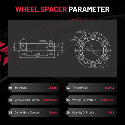 Wheel Spacer 1.5" 6x5.5 for Toyota Tacoma 4Runner (2005–2023)