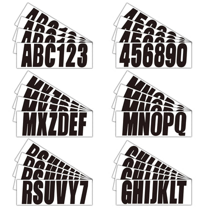 Set of 4 Boat Registration Letters & Numbers Stickers A-Z 0-9 (Black)