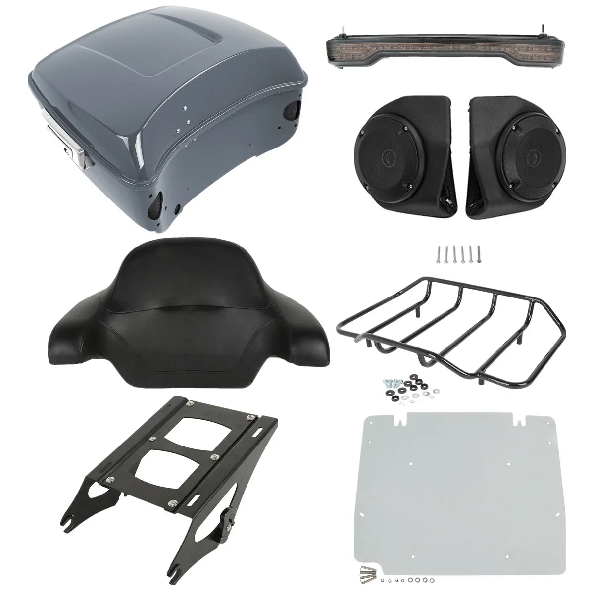 Trunk Light Speakers Mount Rack for Harley Touring (2014–2023) Gunship Gray