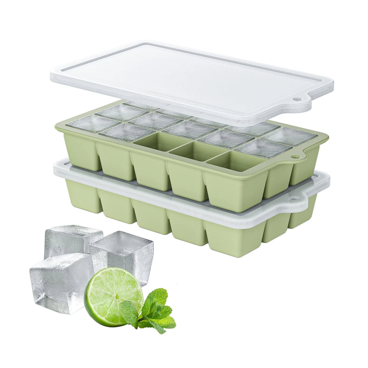 2X Silicone Ice Cube Tray for HANCELANT (Green)